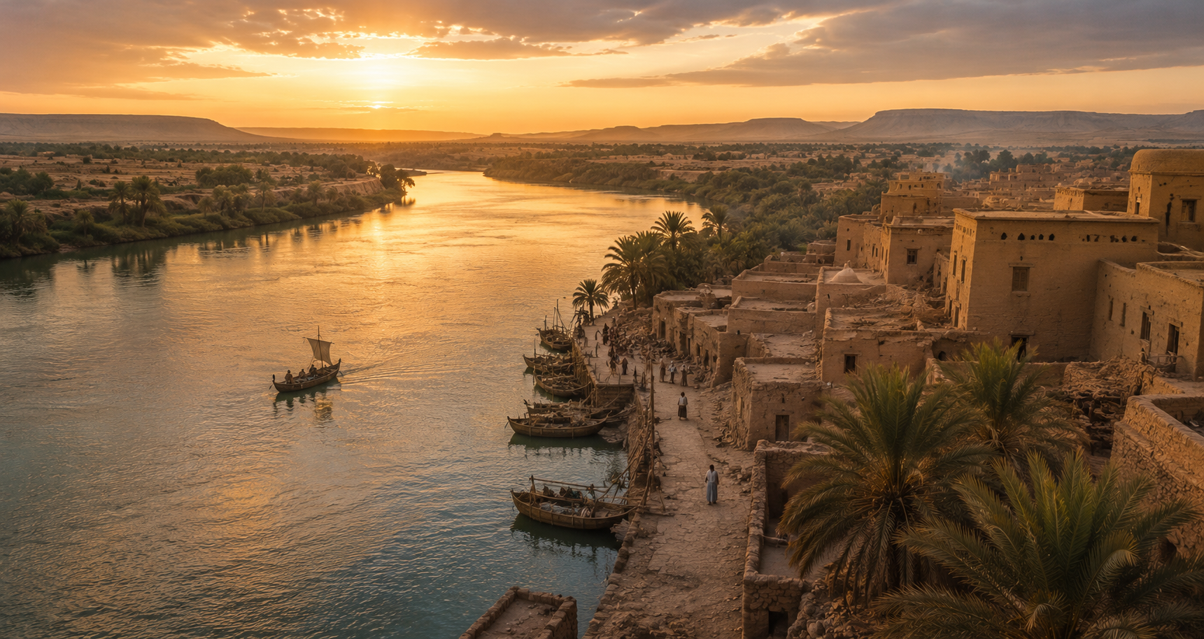 Mesopotamia landscape at sunset