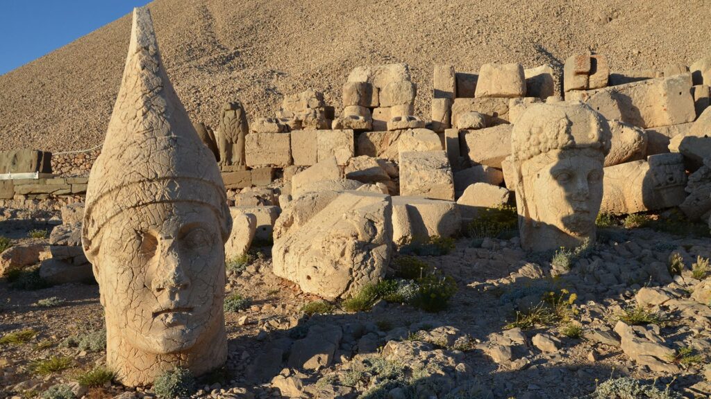 Colossal stone heads at Mount Nemrut, UNESCO World Heritage Site in southeastern Türkiye